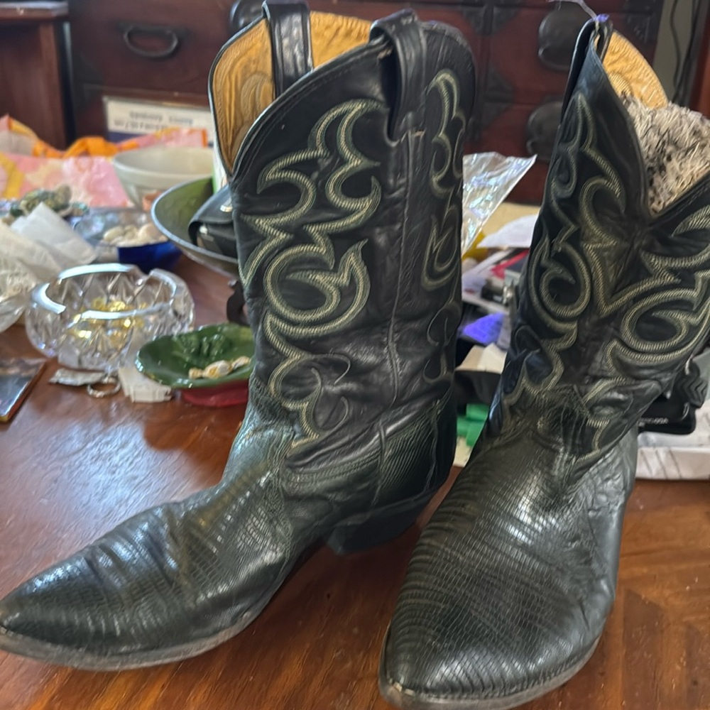 Genuine Nocona Green Lizard Cowboy Boots 12D